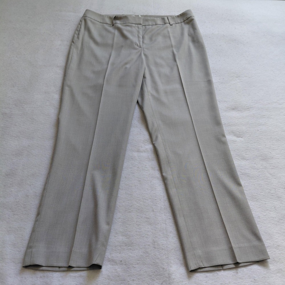 Calvin Klein Slim Fit Dress Pants Women Light Gray Plaid Size 14 Business Office